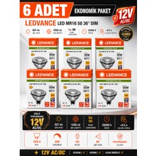 Avarson (6 Adet) Ledvance 12V Ac/dc 6.1W (50W) 3000K (Sarı Işık) Dim Edilebilir Gu5.3 Duylu LED Çanak Ampul