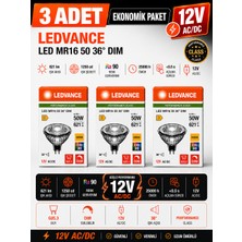 Avarson (3 Adet) Ledvance 12V Ac/dc 6.1W (50W) 3000K (Sarı Işık) Dim Edilebilir Gu5.3 Duylu LED Çanak Ampul
