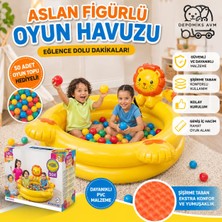 Depomiks Avm Bestway Şişme Tabanlı Aslan Figürlü Havuz + 50 Adet Top Hediyeli