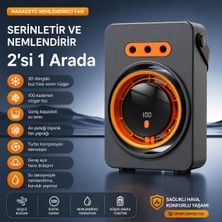 Azurtech Masaüstü Nemlendiricili Fan | Dijital Ekranlı, 100 Kademe Rüzgar Hızı, USB Şarjlı Taşınabilir Mini Klima Fanı