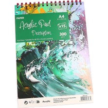 OEM A4 Spiralli Akrilik Sketchbook Resim Defteri, 300GR, 15 Yaprak