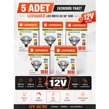 Avarson (5 Adet) Ledvance 12V Ac/dc 6.1W (50W) 3000K (Sarı Işık) Dim Edilebilir Gu5.3 Duylu LED Çanak Ampul