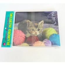 NT Boncuklu Taşlı Pano Mozaik Elmas Goblen Çocuklar Için Diamond Tablo 21 x 25 cm Şaşkın Kedi