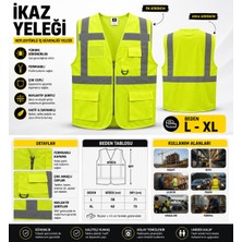MGZ Ikaz Yeleği Mühendis Tipi Cepli Fosforlu Reflektörlü Sarı