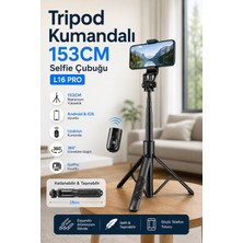 Yenilig Tripod Kumandalı Selfie Çubuğu 153 cm L16 Pro | Android Ios Gopro Uyumlu Bluetooth Uzaktan Kumandalı 360° Dönebilen Telefon Tripodu