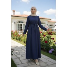 Stil Kuşağı Kadın Modal Dokuma Pileli Elbise Ön Etek Pileli Belden Bağlamalı