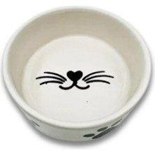 Uravas Store Seramik Kedi Mama ve Su Kabı Kedi Desenli