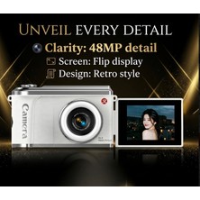 Azurtech Yeni 2.4 Inç IPS Ekran Çift Lensli Ccd Çocuk Kamerası Kapaklı 1080P 720P 48MP Vlog Çekimi Kayıt Retro Kamera