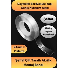Svein #çifttaraflıbant 120 kg Taşıma Kapasiteli Şeffaf Çift Taraflı Akrilik Montaj Bandı 24MM x 2 Metre Güçlü Yapışkan Iz Bırakmayan Silikonize Sabitleme Bantı Cam Duvar Metal Plastik Ahşap Otomotiv Ayna