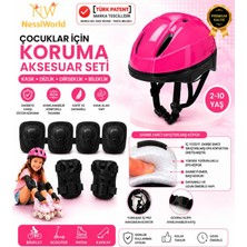 Uravas Store Çocuk Kaskı ve Dizlik, Dirseklik Eldiven Set Pembe/siyah