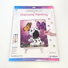 NT Boncuklu Taşlı Pano Mozaik Elmas Goblen Çocuklar Için Diamond Tablo 21 x 25 cm Kelebek Köpek Dostluğu