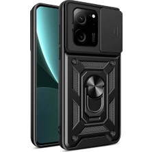Mobilteam Xiaomi Mi 13T Kılıf Sürgülü Kamera Koruyucu Manyetik Standlı Tank Koruma Mbtm