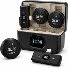 Blic Bwc-05 Kablosuz Ikili Yaka Mikrofonu Lightning Girişli Dijital Ekranlı 2.4g Canlı Yayın ve Video Kayıt Mikrofonu