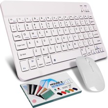 OEM Bluetooth Ios Ipad Android Windows Uyumlu Klavye Mouse Seti - Sessiz - Şarjlı - Combo - Ultra Ince - Türkçe - Kablosuz Beyaz