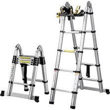 OEM Alüminyum Çift Yönlü Teleskopik Merdiven (Seçenekli) (5,6 Metre - 2 x 9 Basamak)