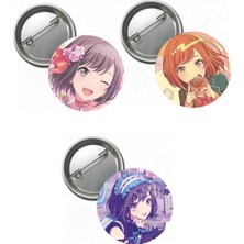 OEM Hatsune Miku Pjsekai Project Sekai Colorful Anime Buton Rozet 3 Adet 37MM Shinonome Ena