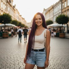 Hsc Bilişim Afrika Örgüsü ve Rasta Için Sentetik Saç - Mürdüm Moru
