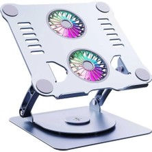 OEM Alüminyum 360 Derece Ayarlanabilir Metal Laptop Standı Rgb Çift Fanlı Sogutucu Premium Serisi Notebook Tutucu