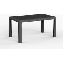 OEM 90 x 150 Bambu Plastik Dikdörtgen Rattan Camsız Bahçe Balkon Teras Masası (Antrasit)
