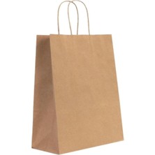 OEM Gizpak Burgu Saplı Kraft Kağıt Çanta 18X24X8CM 25 Adet