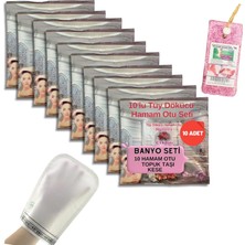 OEM 10 Paket Hamam Otu Toz Tüy Dökücü + Hamam Kesesi + Topuk Taşı Banyo Seti