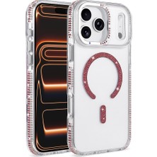 Mobilteam iPhone 17 Pro Max Kılıf Taşlı Simli Magsafe Kamera Yükseltili Silikon Mbtm