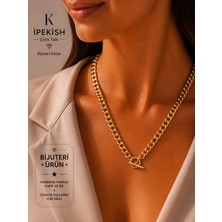 Ipekish Gold Kalın Zincir Kolye | Toggle Kilit Detaylı, Unisex, Bijuteri