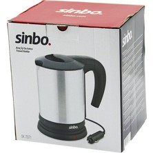 OEM Sinbo SK-7371 12V Araç Içi Kettle Paslanmaz Çelik Su Isıtıcısı 0.8lt 120W Çakmaklık Fişli Plastik Kapak - Kulp