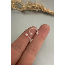 OEM 2 Adet Şeffaf Bioplast Tragus Helix Kıkırdak Piercing, Beyaz