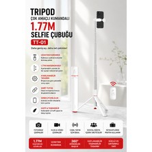 Yenilig Tripod Çok Amaçlı Kumandalı 1.77M Selfie Çubuğu Tt-01 Beyaz | Bluetooth Telefon Tripodu Android Ios Uyumlu 360° Dönebilen