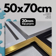 OEM Atlas Sanat Galerisi 20MM Çerçeve, Poliresin, Mat Pvc Kaplamalı, Fotoğraf Puzzle Belge Çerçevesi, Beyaz, 33X48/34X48/35X50/48X68/50X70/60X85/61X61 Cm, Yatay/dikey Asılabilir (Siyah, 50X70)