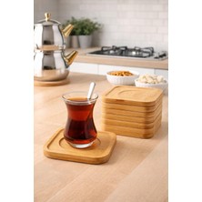 OEM 6 Lı Bambu Kare Çay Tabağı/çay Bardağı Tabağı 10 cm