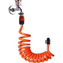 OEM Plasyay Spiral Wc Tuvalet Banyo Veranda Balkon Yıkama Bahçe Sulama Hortum Seti Turuncu (5 Metre)