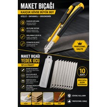 Anı Ofis Kırtasiye Maket Bıçağı Kauçuk Gövde Büyük Boy + 10'lu Yedek Uç Seti Kilitli Profesyonel Kesici Bıçak