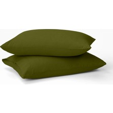 OEM %100 Pamuk 62 Tel (155 Tc) 35X45 Bebek Yastık Kılıfı Seti (Koyu Yeşil)