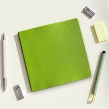 OEM Defter, Çizgisiz Not Defteri – Pu Deri Not Defteri – 16,5X16,5 Cm, 96 Yaprak (192 Sayfa), 90 gr Ivory Kağıt, Esnek Kapak, Ofis ve Kırtasiye (Fıstık Yeşili)