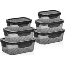 OEM 6'lı Sızdırmaz Saklama Kabı Seti, Kilitli Kapaklı, Plastik, 1700ML/1000ML/500ML, Erzak ve Yemek Saklama