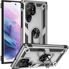 Galaxy S22 Ultra Kılıf Kamera Koruyucu Manyetik Standlı Tank Koruma Case 4u