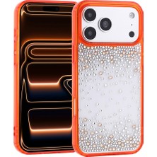 Zore iPhone 17 Pro Kılıf Kamera Yükseltili Simli Damla Taşlı Silikon Srgl