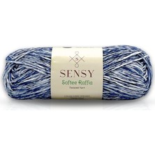 OEM Premium Softee Raffia Yumuşak Çok Renkli Rafya Kağıt Ebruli El Örgü Ipi Hobi Ip (Lacivert Batik)