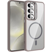 Ardemix Galaxy S24 Fe Kılıf Kamera Standlı Magsafe Destekli Şeffaf Arka Yüz Silikon Admx