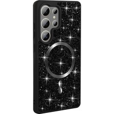 Ardemix Galaxy S25 Ultra Kılıf Simli Pırlanta Taşlı Magsafe Kamera Yükseltili Silikon Admx