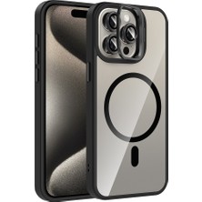 Ardemix iPhone 15 Pro Kılıf Kamera Standlı Magsafe Destekli Şeffaf Arka Yüz Silikon Admx