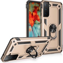 More TR Galaxy S21 Fe Kılıf Kamera Koruyucu Manyetik Standlı Tank Koruma Mtr