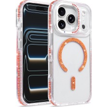 Ardemix iPhone 17 Pro Kılıf Taşlı Simli Magsafe Kamera Yükseltili Silikon Admx