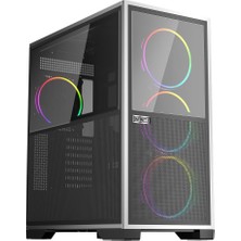 1ST Player IF8 BTF Siyah ARGB 4X12CM Fan Ters Çevirilebilir Temperli Cam Mesh Panel E-ATX Kasa