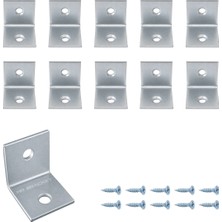 Mr.Bracket 10 Ad. L Demir Gönye Köşebent 2X2CM - Mobilya Dolap Raf Masa Köşe Bağlantı Elemanı Sabitleme Aparatı