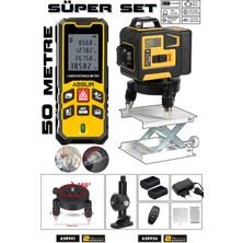 Assur Lazer Metre + 360° 12 Köşe Otomatik Hizalamalı Yeşil Çizgili Su Terazili Lazer Metre Hizalama