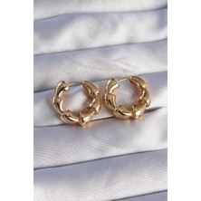 Aslanoğlu Store Mey Ithalat® Pirinç Gold Renk Damla Kıvrım Tasarımlı Halka Küpe