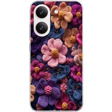 Le Balvo Poco X8 Pro Uyumlu Çiçek Örgüsü Baskılı Silikon Kılıf